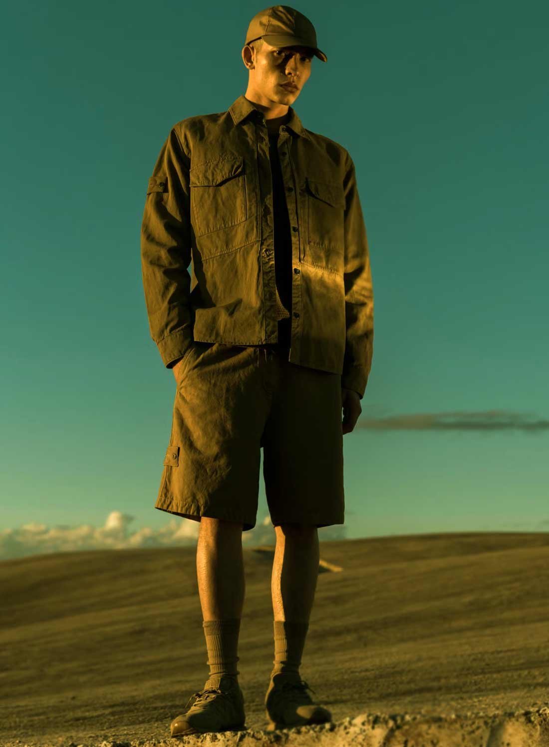 natural fabric earth tone garments bamboo installation