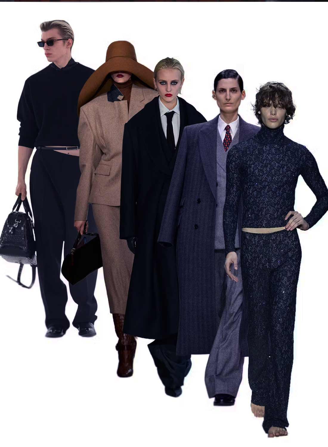 Mixed masculine feminine fashion silhouettes